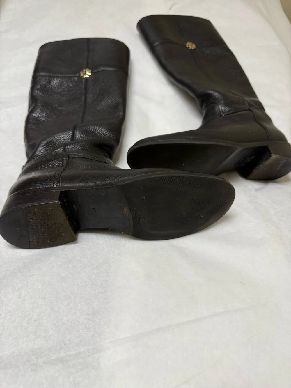Tory Burch Black Jolie Pebbled Leather Over-the-Knee Riding Boots▪️
